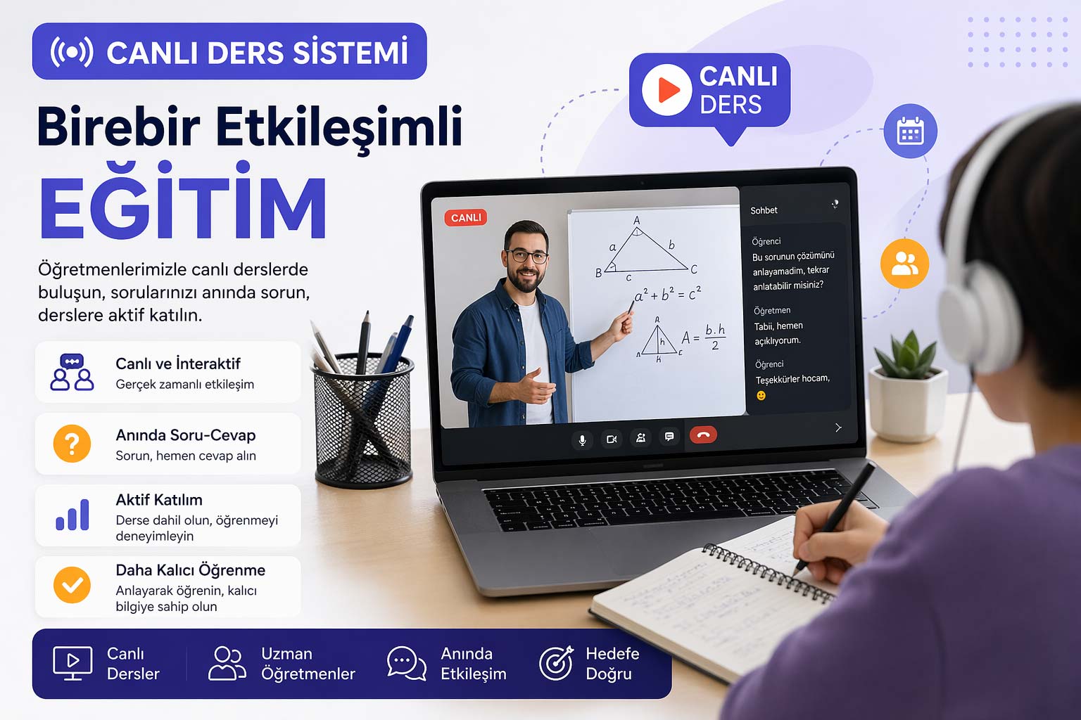 Canlı Ders Sistemi (Birebir Etkileşimli Eğitim)